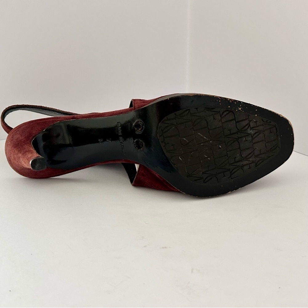 Diane von Furstenberg DVF Suede Heels Slingback Shoe Glamouratti Burgundy Size 7 - Picture 11 of 16